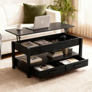 Olicas Lift-Top Coffee Table with Drawers & Hidden Storage